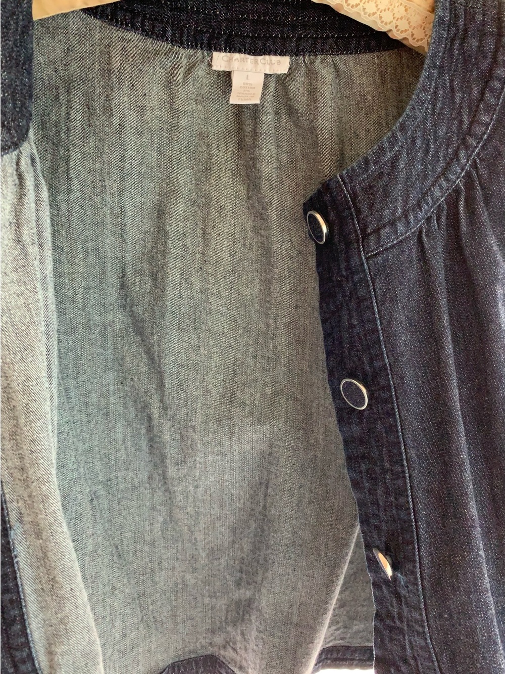 Charter Club Blue Denim Jacket Size L - Picture 9 of 10